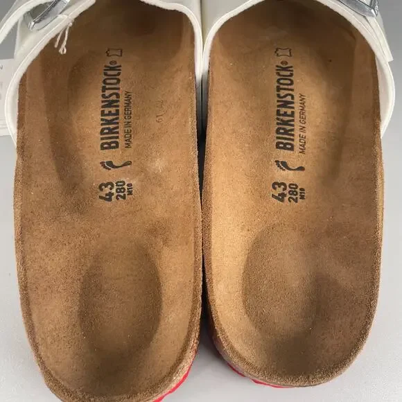 Birkenstock Madrid Men's EU 43 US 10 White Patent Leather Slip On Sandals Casual - Picture 8 of 9